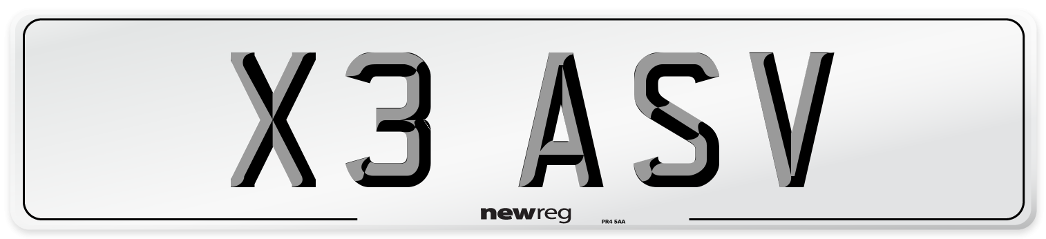X3 ASV Number Plate from New Reg